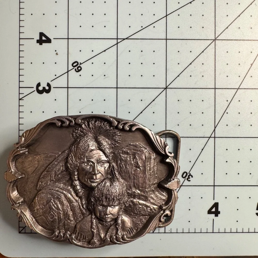 Cheyenne Nation Native American Indian Sculpture Art 1989 ArtAffects Belt Buckle